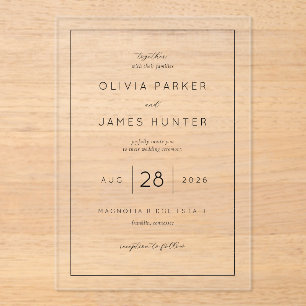 Elegant Black Calligraphy Wedding Acrylic Invitations
