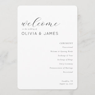 Elegant Black Calligraphy Wedding Ceremony Program