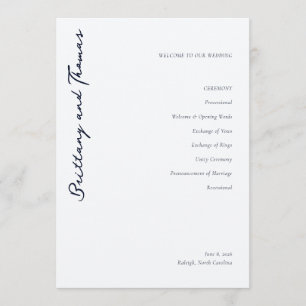 Elegant Black Calligraphy Wedding Ceremony Program