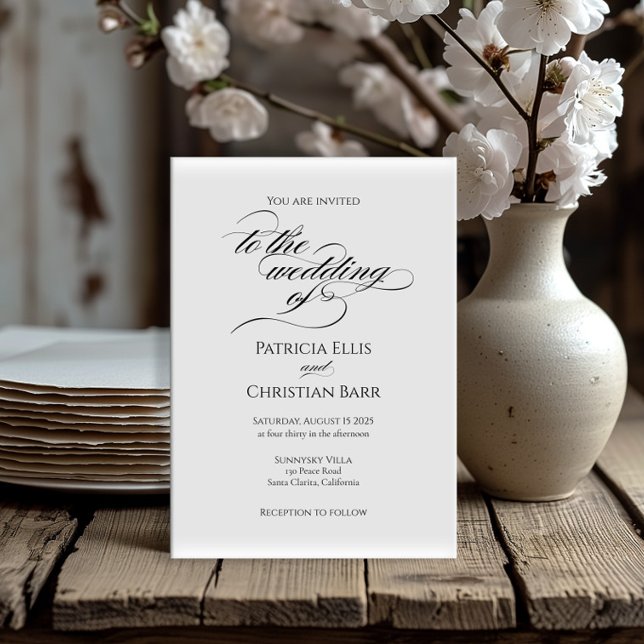 Elegant black calligraphy wedding invitation  (Creator Uploaded)
