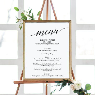Elegant Black Calligraphy Wedding Menu Sign