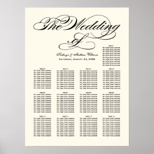 Elegant Black Calligraphy Wedding Seating Chart