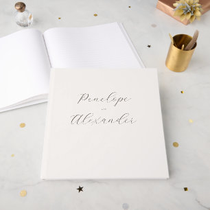 Elegant Black Calligraphy With Gold Accents Guest Book