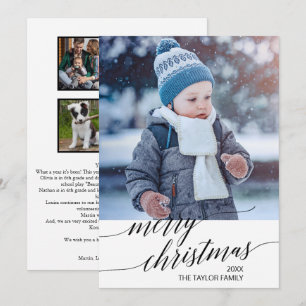 Elegant Black Calligraphy Year In Review Photo Holiday Card