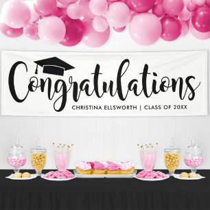 Elegant Black Cap Congratulations Graduate Banner