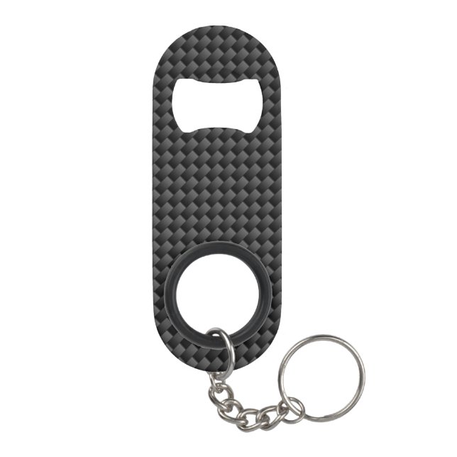 Elegant Black Carbon Fibre Style Print Background Mini Bottle Opener (Back)