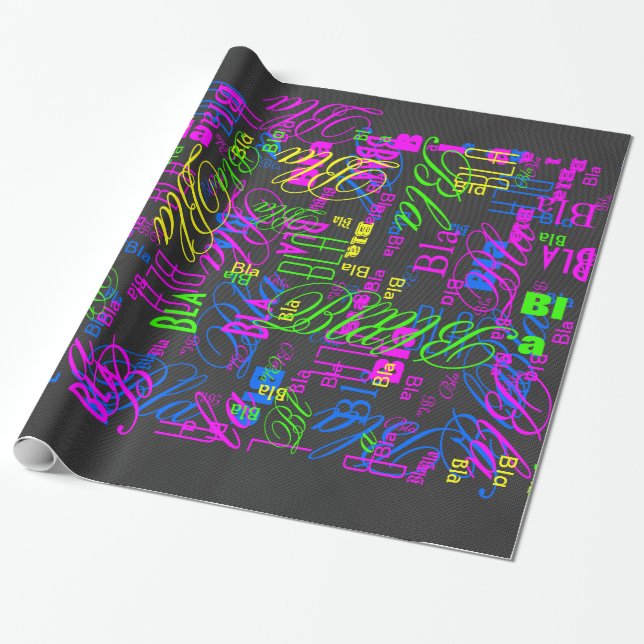 Elegant Black Carbon Fibre Style Print Background Wrapping Paper (Unrolled)