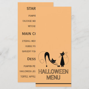 Elegant Black Cat, Halloween Menu