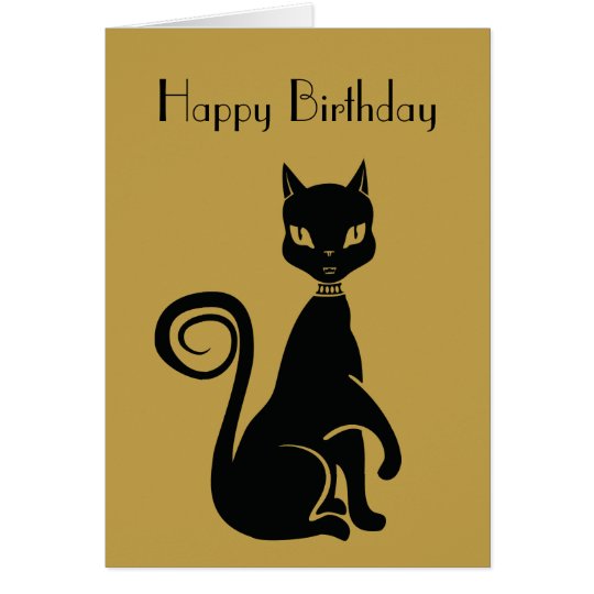 Elegant Black Cat Happy Birthday Card Zazzle.ca