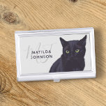 Elegant Black Cat Monogram Pet Business Card Case<br><div class="desc">Purrfect Business Card Case for a cat based business person. Just add your name and initials. Design inspired by my black cat who I love dearly.</div>