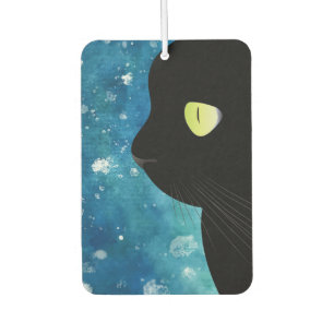 Elegant Black Cat Portrait in Blue Air Fresheners