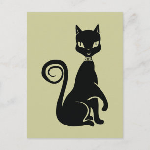 Elegant Black Cat Postcard