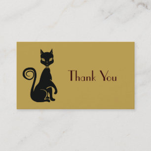 Elegant Black Cat Thank You Business Card
