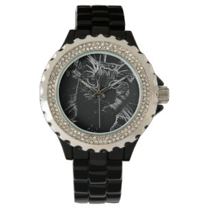 Elegant Black Cat Watch