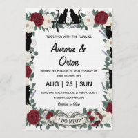 Elegant black cat wedding invitation