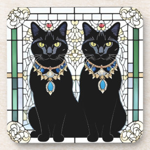 Elegant Black Cats with Jewellery Coaster
