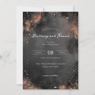 Elegant Black Celestial Speckles Invitation