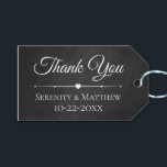 Elegant Black Chalkboard Wedding Thank you Gift Tags<br><div class="desc">Saying thank you to friends and family has never been easier than with this elegant black chalkboard thank you wedding favour / gift tag. Black chalkboard tags are perfect for * weddings - grunge, goth, elegant, halloween, summer, fall, winter * party favours - anniversary, engagements, birtdhay * businesses * fundraisers...</div>
