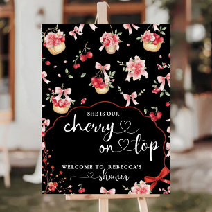 Elegant Black Cherry Baby Shower Welcome Sign 