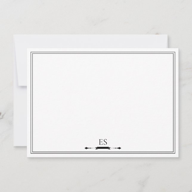 Elegant Black Chic Initial Monogram Card (Front)