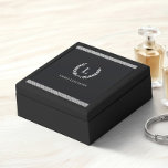 Elegant Black Chic Modern Initial Monogram Wedding Gift Box<br><div class="desc">This monogrammed wooden jewellery box for her is the perfect blend of elegance and modern sophistication. Designed to hold and organize her most treasured pieces, this jewellery box features a striking Greek key pattern border accent that adds timeless style. Whether it’s for a wedding, birthday, or anniversary, this personalized box...</div>