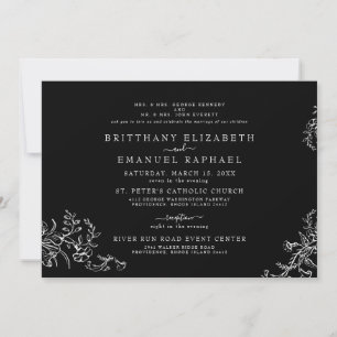 Elegant Black Chinoiserie Both Parents Wedding  Invitation