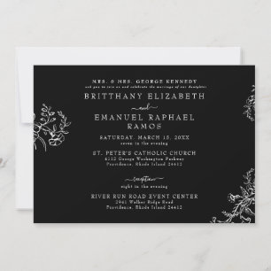 Elegant Black Chinoiserie Bride Parent Wedding  Invitation