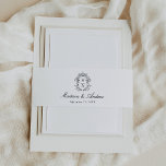 Elegant Black Chinoiserie Crest Monogram Wedding Invitation Belly Band<br><div class="desc">Complete your wedding invitations with our Elegant Black Chinoiserie Monogram Crest belly bands. Featuring a stunning black chinoiserie crest encircling the couple's monogram, these belly bands add a touch of sophistication to your stationery. The couple's names are displayed in classic black calligraphy, with the wedding date below, making these bands...</div>