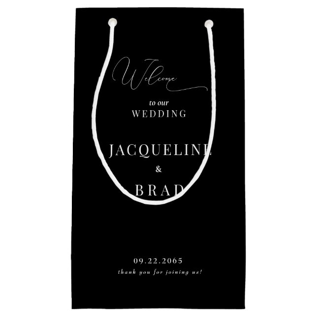 Elegant Black Chinoiserie Wedding Favour Thank You Small Gift Bag (Front)