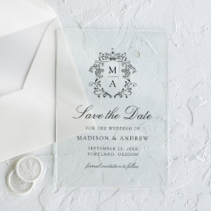 Elegant Black Chinoiserie Wedding Save the Date Acrylic Invitations