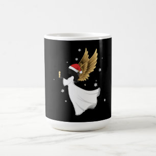 Elegant Black Christmas Angel with Golden Wings Magic Mug
