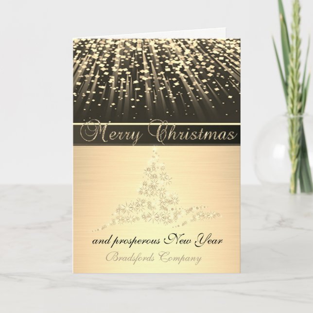 Elegant Black, Christmas  Tree,Corporate Holiday Card (Front)