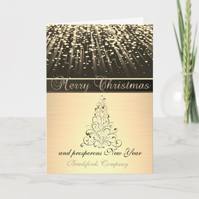 Elegant Black, Christmas  Tree,Corporate Holiday Card (Front)