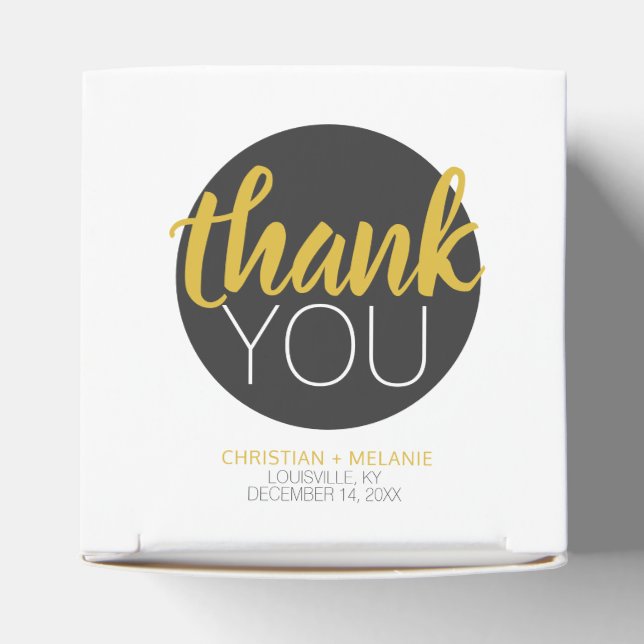 Elegant Black Circle Gold Thank You Wedding Favor Box (Top)