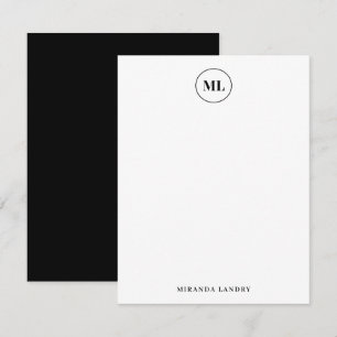 Elegant Black Circle Monogram Initials Name Card