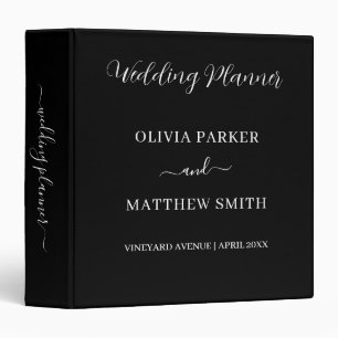 Elegant Black Classic Minimalist Wedding Binder