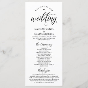Elegant Black Classy Script, Wedding Ceremony Program