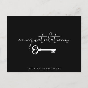 Elegant Black Congrats New Home Real Estate   Postcard