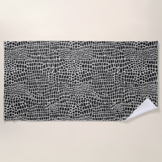 Elegant Black Crocodile Print Beach Towel