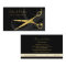 Elegant Black Curls Faux Gold Scissors Hair Salon