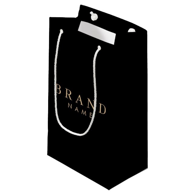 Elegant Black Custom Brand Name Gift Bag (Front Angled)