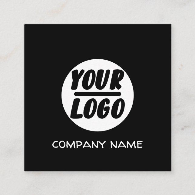 elegant Black custom Business Logo , professional Square Business Card (Front)
