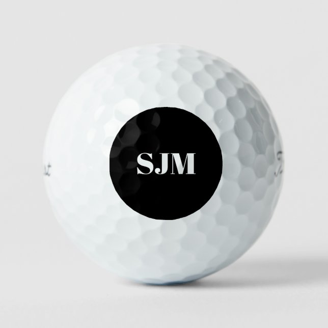 Elegant black custom monogram initials Titleist   Golf Balls (Front)