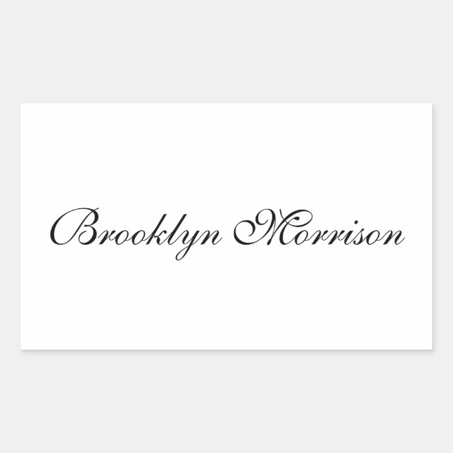 Elegant black custom script name monogram text sticker (Front)