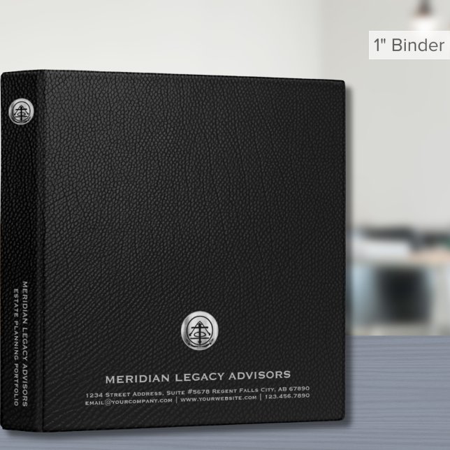 Elegant Black Custom Silver Logo Company Name Binder (Creator Uploaded)