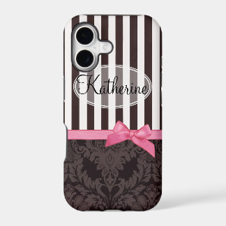 Elegant  black damask and stripes