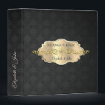 Elegant Black Damask,Chic ,Gold Frame Binder<br><div class="desc">Elegant sophisticated faux gold frame on black damask.</div>