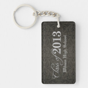 Elegant Black Damask Class of 2013 Graduation Keychain