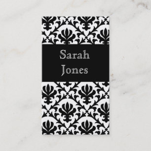 Elegant Black Damask Custom Business Cards