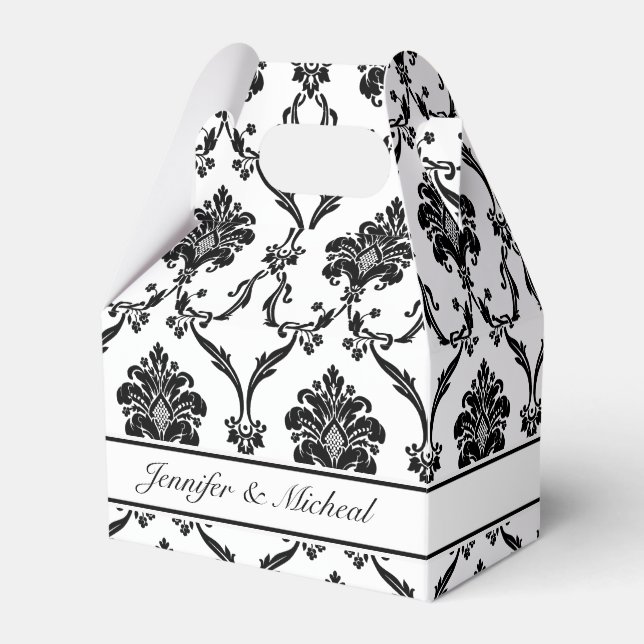 Elegant Black Damask Customizable　Favour Box (Front Side)